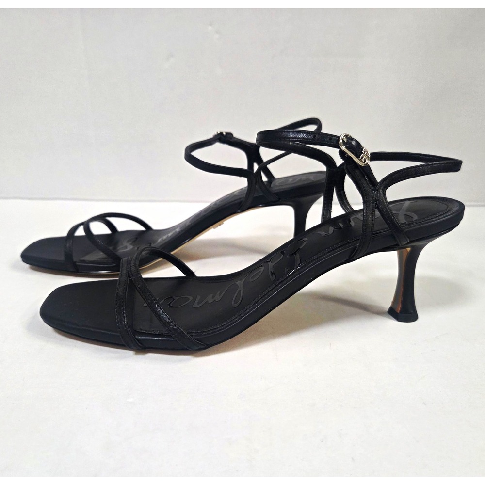 Sam Edelman Presley Women's 10 Black Leather Strappy Kitten Heel Sandals Shoe